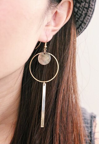 DISC DROP HOOP EARRINGS - IRIDESCENT