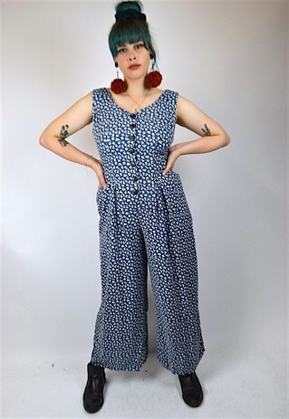 VINTAGE 90'S FLORAL PRINT WIDE-LEG JUMPSUIT