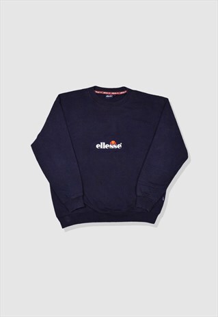 VINTAGE 90S ELLESSE EMBROIDERED LOGO SWEATSHIRT IN NAVY BLUE
