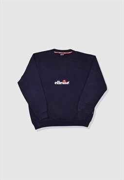 Vintage 90s Ellesse Embroidered Logo Sweatshirt in Navy Blue