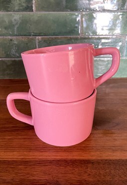 VINTAGE 90's Set of Two Pink Coffee Cups