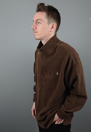 VINTAGE QUARTER ZIP SWEATSHIRT SWEATER COLOUR BROWN