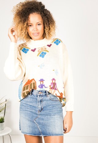 VINTAGE 80S CASUAL KNIT JUMPER / R0549