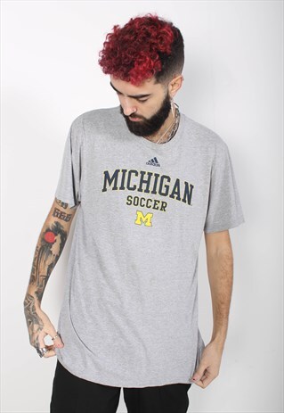 VINTAGE ADIDAS T-SHIRT MICHIGAN GREY