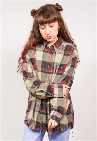 VINTAGE 90'S GREEN CHECK GRUNGE FLANNEL SHIRT