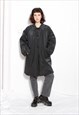 Vintage 90s Grunge Y2k Goth Black PVC Vinyl Rubber Mac Coat