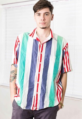 VINTAGE SEARS REGATTA STRIPED SHIRT 90S XL 8.2