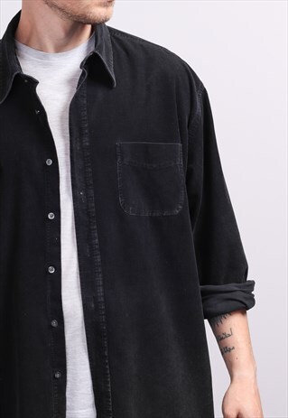 VINTAGE CORDUROY CORD SHIRT BLACK