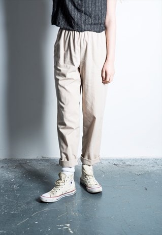 VINTAGE 1990S BEIGE HIGH-WAISTED TROUSER
