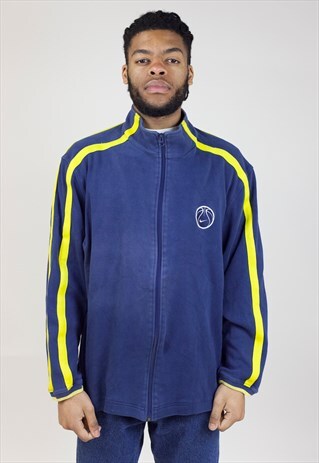 VINTAGE 90S NIKE NAVY/YELLOW ZIP--UP SWEATSHIRT
