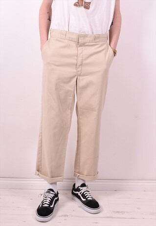 DICKIES MENS VINTAGE TROUSERS W34 L28 BEIGE 90S