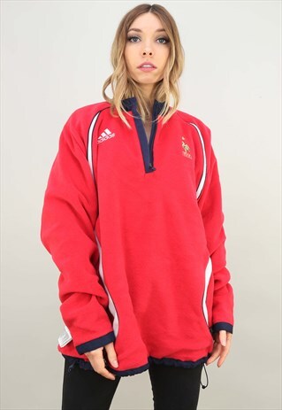 VINTAGE OVERSIZED ADIDAS 1/4 ZIP REVERSIBLE FLEECE
