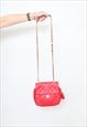 Vintage Ladies Red Bag Soft Red Leather With Gold Chain 