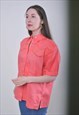 VINTAGE CASUAL WOMEN CORAL BLOUSE WITH SHORT SLEEVE 