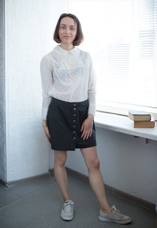 VINTAGE 80'S MINI COTTON BUTTONS UP SKIRT