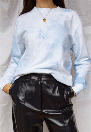 TIE DYE OR ACID WASH LIGHT BLUE SWEATSHIRT OR JUMPER