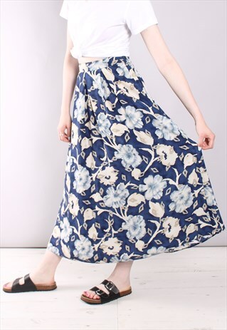 VINTAGE 90S FLORAL PATTERNED PLEATED MAXI SKIRT