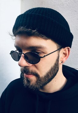 Vintage Black Oval Sunglasses 