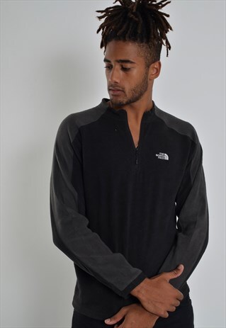 VINTAGE THE NORTH FACE 1/4 ZIP FLEECE SWEATSHIRT BLACK