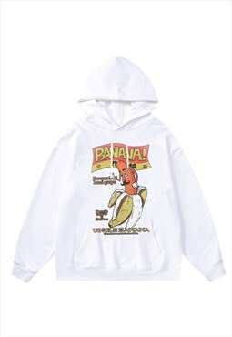 Banana hoodie retro pullover premium grunge jumper in white