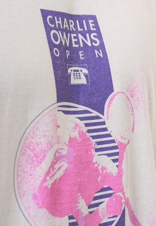 90S VINTAGE CHARLIE OWENS OPEN GRAPHICS COTTON T-SHIRT 15570