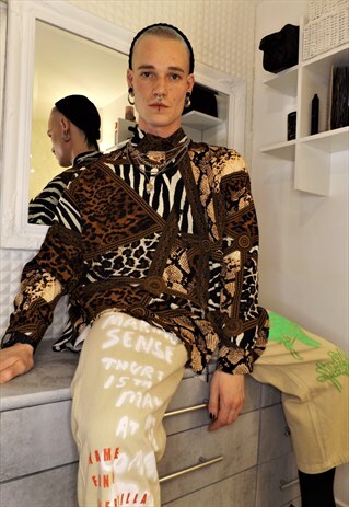 LOOSE FIT ZEBRA CHAIN SHIRT PYTHON SNAKE PARTY LEOPARD TOP