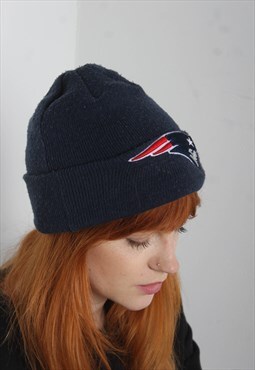 Vintage New England Patriots Beanie Hat Cap Blue