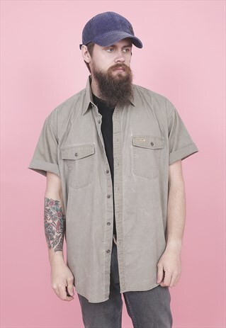 VINTAGE KHAKI SHORT SLEEVED SHIRT /R12114