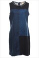 Vintage Denim Patchwork Sleeveless Dress - M