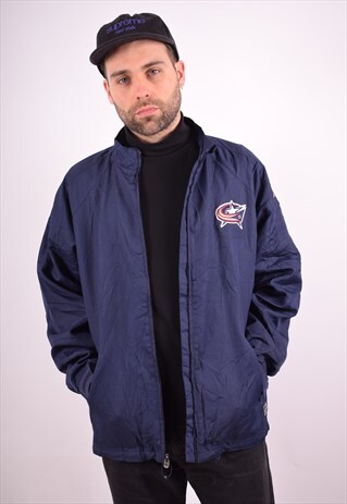 REEBOK NHL MENS VINTAGE TRACKSUIT TOP JACKET LARGE BLUE 90S