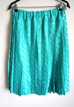 Vintage Plated Skirts Midi High waist Mint green Polka dots