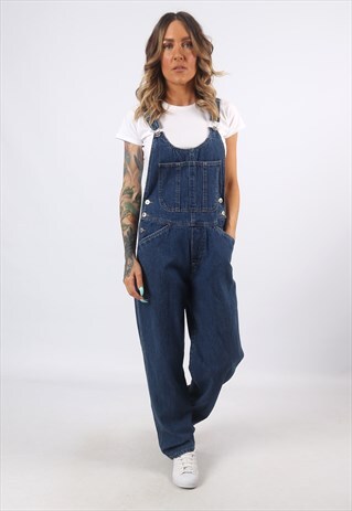 DENIM DUNGAREES XHILARATION WIDE STRAIGHT LEGS UK 10 (D8BE)