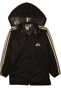 Vintage 90's Adidas Windbreaker Hooded Full Zip Up Black