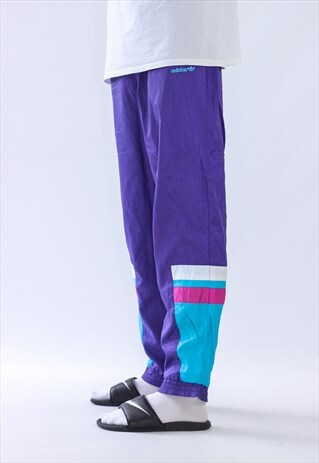 VINTAGE MENS ADIDAS ORIGINALS NYLON JOGGER TEAM SUIT PANTS