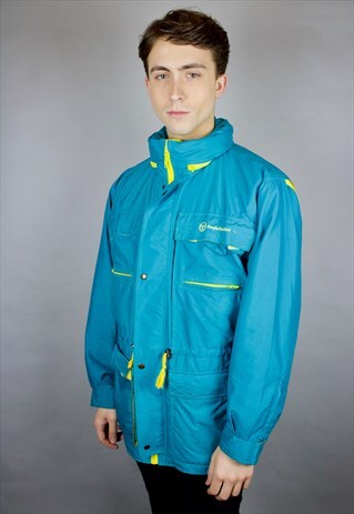 VINTAGE 80'S SERGIO TACCHINI COAT IN TURQUOISE WITH LOGO