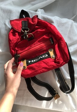 Vintage 90s Red Head Mini Rucksack Backpack
