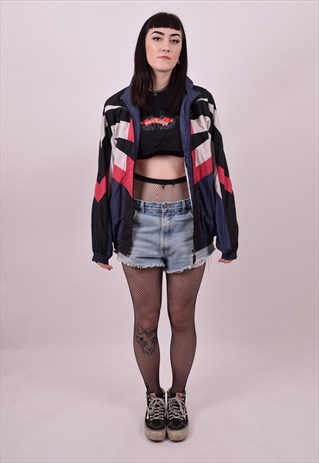 VINTAGE 80'S CRAZY PRINT WINDBREAKER JACKET FESTIVAL LARGE