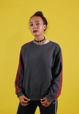 ASPHALT GREY AND RED ADIDAS SWEATSHIRT