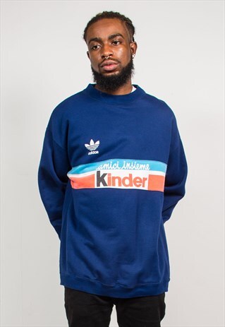 VINTAGE ADIDAS 90'S KINDER BLUE SWEATSHIRT JUMPER