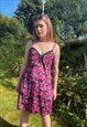 Vintage 00s Y2K Floral Patterned Mini Summer Slip Dress