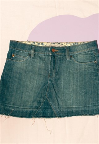 VINTAGE DENIM SKIRT Y2K LOW RISE MINI IN STONEWASHED BLUE