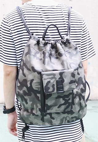 CAMOUFLAGE DRAWSTRING BACKPACK