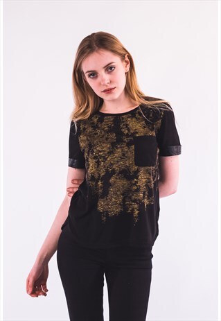 GOLD PRINT T-SHIRT WITH POCKET CY