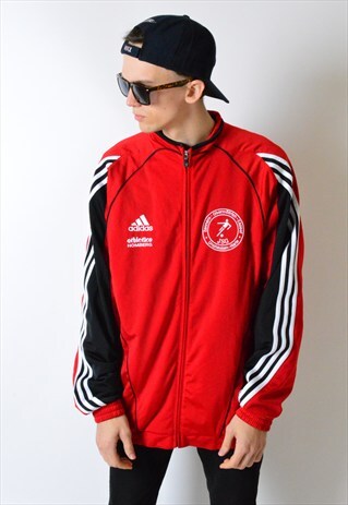 RED AND BLACK ADIDAS TRACK JACKET