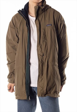VINTAGE GREEN PATAGONIA FULL ZIP TORRENTSHELL HOODED JACKET