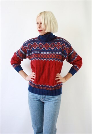 VINTAGE 90'S TURTLENECK PRINT JUMPER