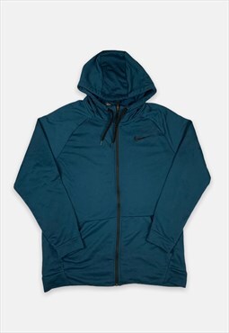 Vintage Nike Dri-Fit embroidered blue zip hoodie