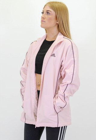 VINTAGE ADIDAS LOGO JACKET IN PINK LARGE