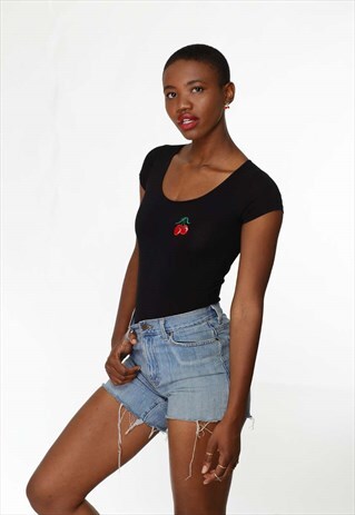 CHERRY SEXY BODYSUIT BLACK