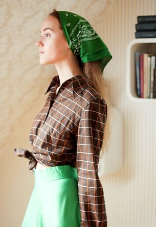 BROWN LONG SLEEVE CHECKED VINTAGE SHIRT